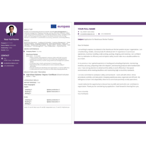 Europass CV + Cover Letter ATS Friendly Timeline Style